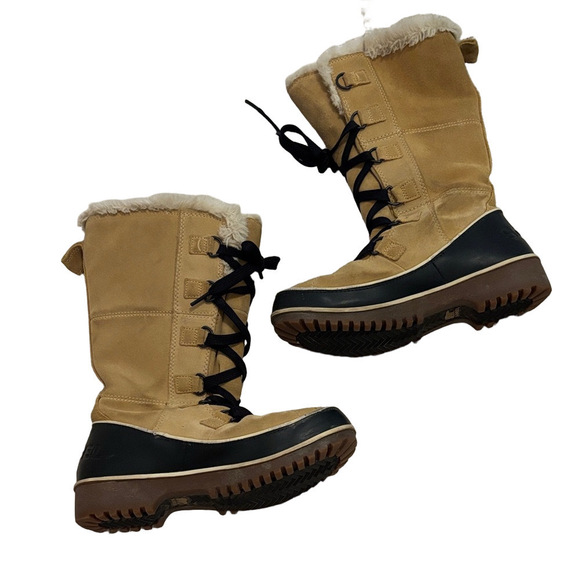 Sorel tivloli 2 Tan and Black Winter Rain Boots SZ 7 - Picture 3 of 14